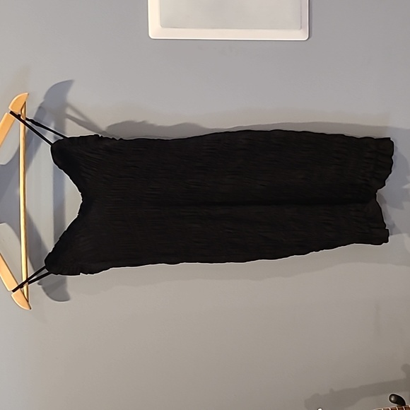 NWT H&M Smocked Black Dress Sz. M - Picture 2 of 12